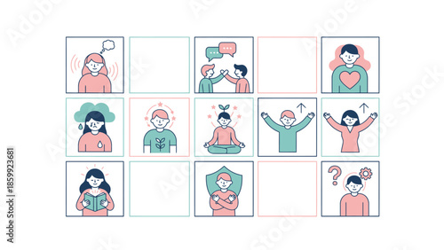 Collection of diverse people expressing various emotions and activities.