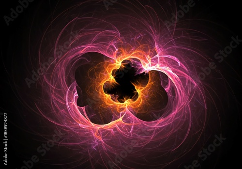 Abstract fractal pattern depicting warped time and space. A vibrant flow of energy signifying chronological disruption and altered reality, future, concept, optical