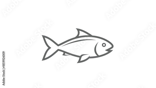 Simple gray fish illustration icon suitable for nature and wildlife projects.