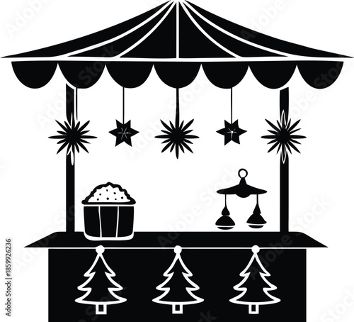 Silhouette Of Christmas Market Stall