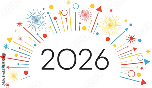 Vibrant fireworks explode in a happy new year celebration at night.