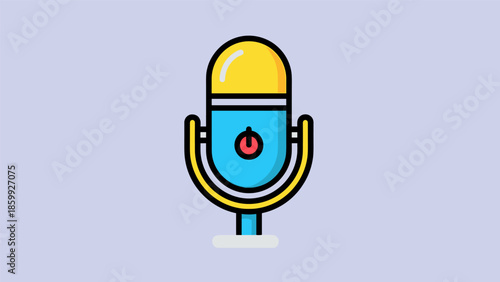 Retro Microphone Illustration with Yellow and Blue Design.