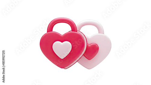 Two Heart-Shaped Locks on White Background