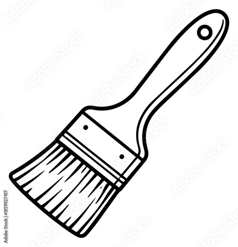 Line art illustration of a paintbrush depicting an essential tool for art and renovation