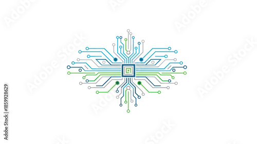 Futuristic circuit brain design with digital wings, representing technology and innovation.