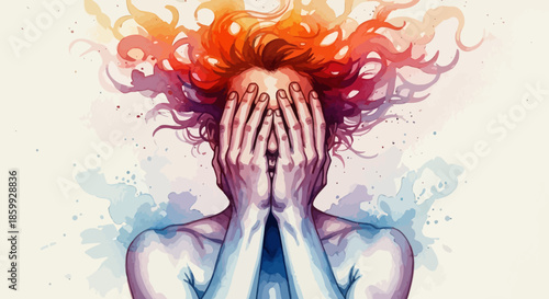 Abstract Emotional Portrait with Color Splash