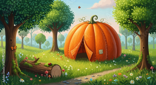 Fantasy Pumpkin House in Enchanted Forest