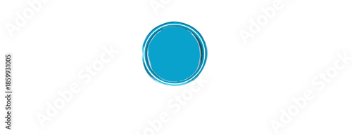 Sello o botón circular azul vibrante con contorno doble, ideal para diseño gráfico aislado sobre fondo blanco.