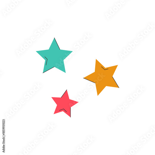 Vibrant collection of colorful decorative star illustrations, perfect for adding a touch of celebration, achievement, and quality to any graphic design project or digital interface