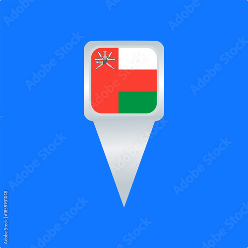 Free Download Oman Flag Location Pin Icon. Glossy Map Pointer Vector Illustration. Ideal for travel apps, navigation maps, geographic markers, tourism projects - GFXLoad