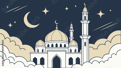 Isra Mi’raj Night Illustration