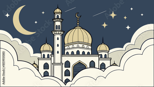 Isra Mi’raj Night Illustration