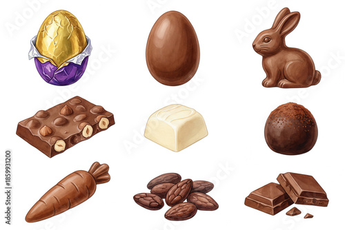Chocolate Easter Treats: Illustration of Assorted Candy and Goodies