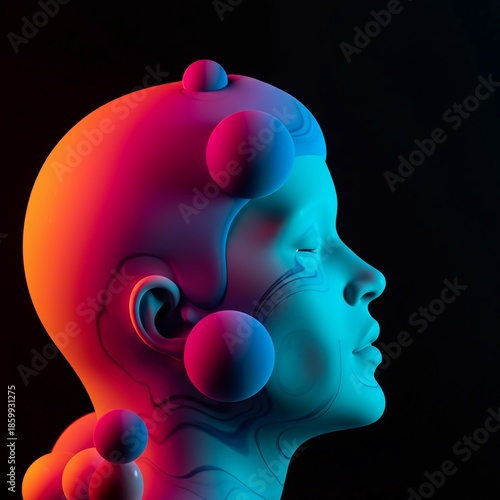 Surreal abstract background showing dissolving forms and vibrant, shifting colors, representing the subconscious mind and deep emotions, visualization, liquid, floating