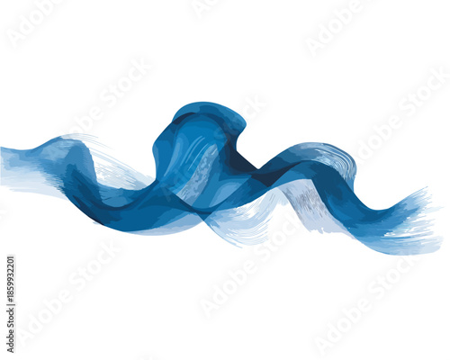 Onda astratta blu acquerello fluida su sfondo bianco, elemento grafico elegante e moderno per design.