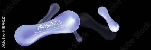 Probiotics bacteria vector illustration. Biology, science background. Medicine and treatment.