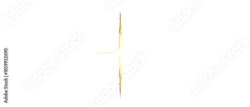 Effetto luce dorato verticale e sottile con bagliore centrale su sfondo bianco trasparente, ideale per design.