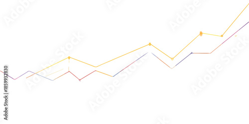 투명한 배경에 그려진 상승하는 주식 시장 그래프와 데이터 분석을 위한 여러 선