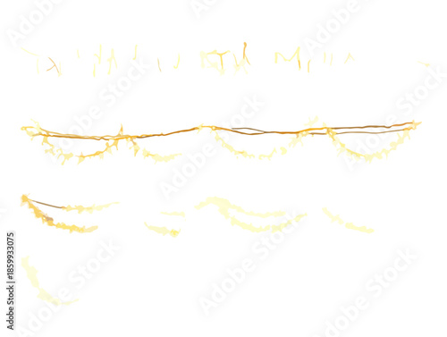 투명한 배경에 금색 반짝이는 장식용 끈 조명, 축제 분위기 연출