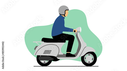 Man riding a scooter wearing a helmet