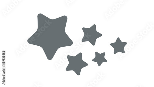 A cluster of five gray stars of varying sizes, symbolizing achievement and recognition in a clean, minimalist design