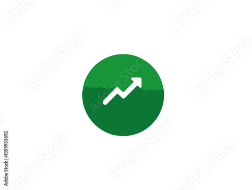 녹색 원 안에 상승하는 그래프가 있는 투명한 아이콘으로 성장과 성공을 상징합니다.