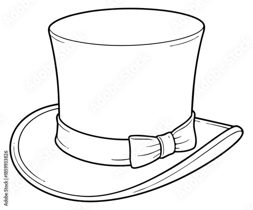 Hand drawn illustration of a top hat depicting a classic gentleman's accessory for formal events