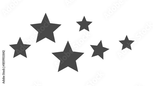 A collection of dark gray stars scattered across a white background, representing a celestial theme or a rating system