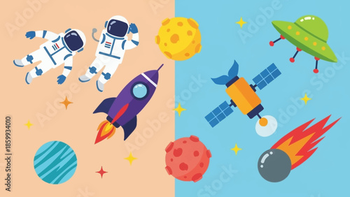 Vast Universe Exploration Rockets, Astronauts, and Celestial Wonders in Space
