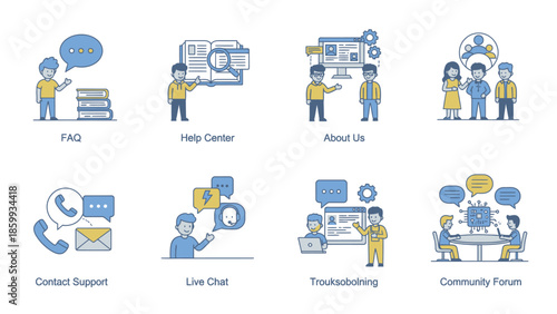 Customer Support and Communication Icons Set.