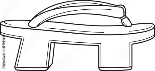 Simple line drawing of a single flip flop showcasing its basic shape and design elements