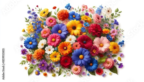 collection of flower on white background ,seamless,isolated on white
