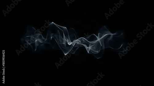 Ethereal smoke waves on black background