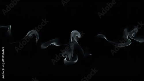 Ethereal smoke waves on black background