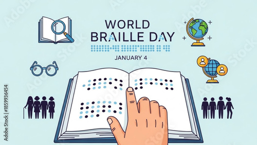 A person reading a book with braille text on World Braille Day