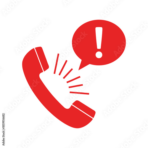 Red telephone handset with alert notification icon Vector