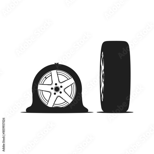 Minimalist car wheel and tire illustration Vector