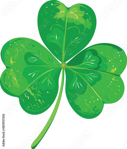 A Vibrant Green Four-leaf Clover Icon With Detailed Veins And Glossy Highlights