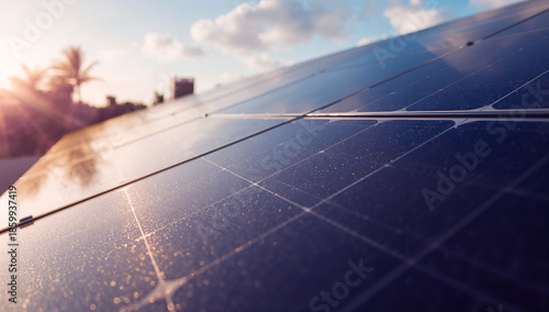 Sustentabilidade em destaque: energia solar captada ao pôr do sol