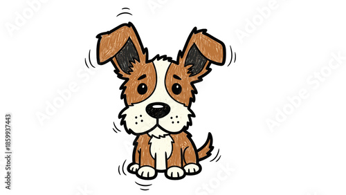 Adorable cartoon dog with floppy ears and playful expression.