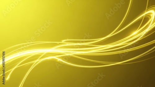 Dynamic glowing yellow light trails flowing across a luminous abstract