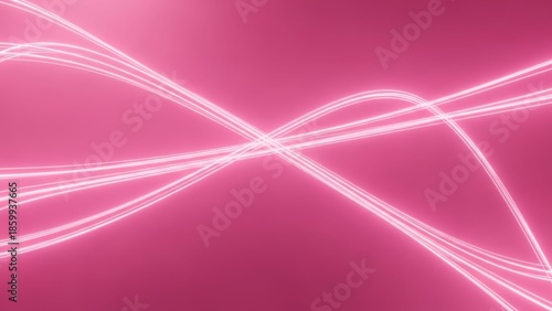 Dynamic pink glowing light trails crossing over a soft pink background