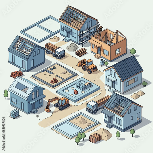 House Construction Stages From Foundation to Framing.