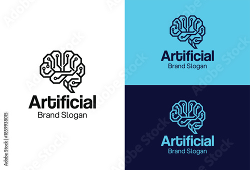Creative Brain Circuit Logo Template for Artificial Intelligence and Technology Startups