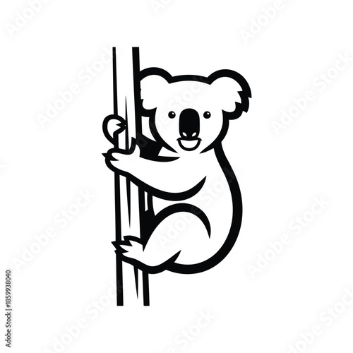 Cute koala climbing tree illustration Vector
