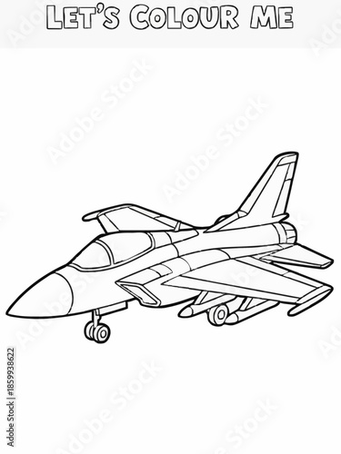 Single page colouring fighter aircraft 