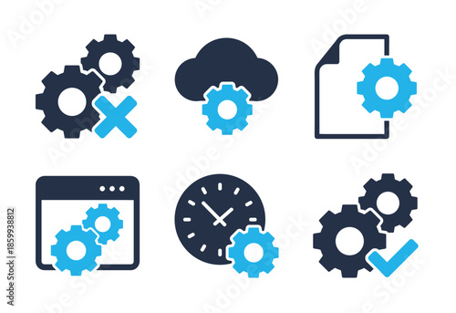 Cloud Service Optimization icon set. Solid glyph series icons