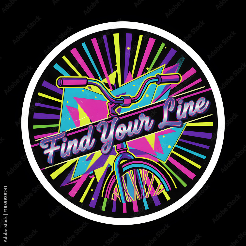 Naklejka premium Retro BMX Sticker with Find Your Line Text