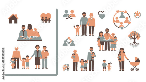 Diverse Family Groups Representing Different Generations and Structures.