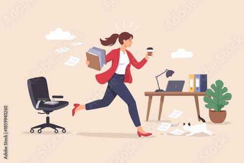 Woman Running With Coffee